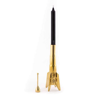 Diesel with Seletti Cosmic Diner Hard Rocket candle holder small gold #variant# | Acquista i prodotti di DIESEL LIVING WITH SELETTI ora su ShopDecor
