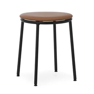 Normann Copenhagen Circa black steel stool with upholstery ultra leather seat h. 45 cm. Normann Copenhagen Circa Ultra Leather Brandy 41574 - Buy now on ShopDecor - Discover the best products by NORMANN COPENHAGEN design