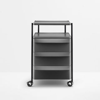 Pedrali Boxie BXH 3C chest of drawers with 3 drawers, 1 shelf and wheels black - Buy now on ShopDecor - Discover the best products by PEDRALI design
