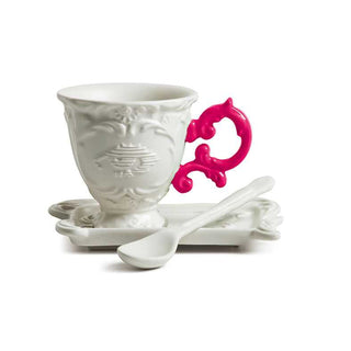 Seletti I-Wares coffee set with coffee cup, spoon and saucer White/Fuchsia Buy on Shopdecor SELETTI collections