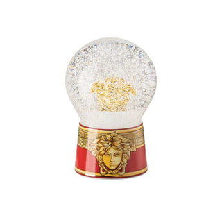 Versace meets Rosenthal Medusa Amplified Golden Coin glass sphere with snow effect h. 12 cm. Buy on Shopdecor VERSACE HOME collections